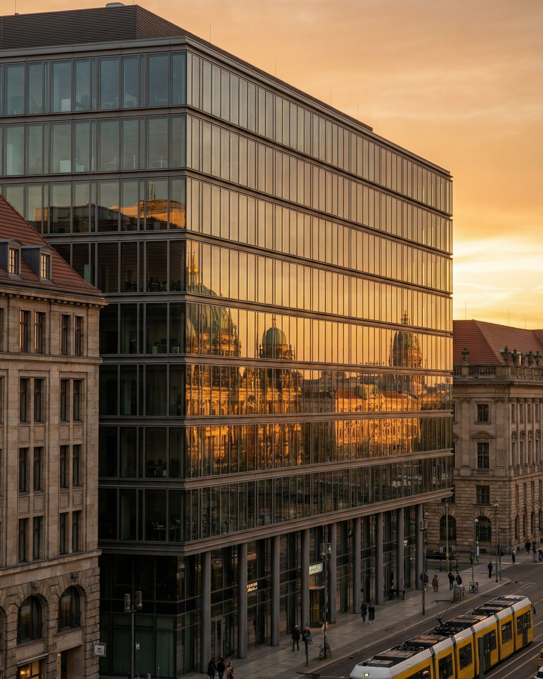 Berlin headquarters at golden hour