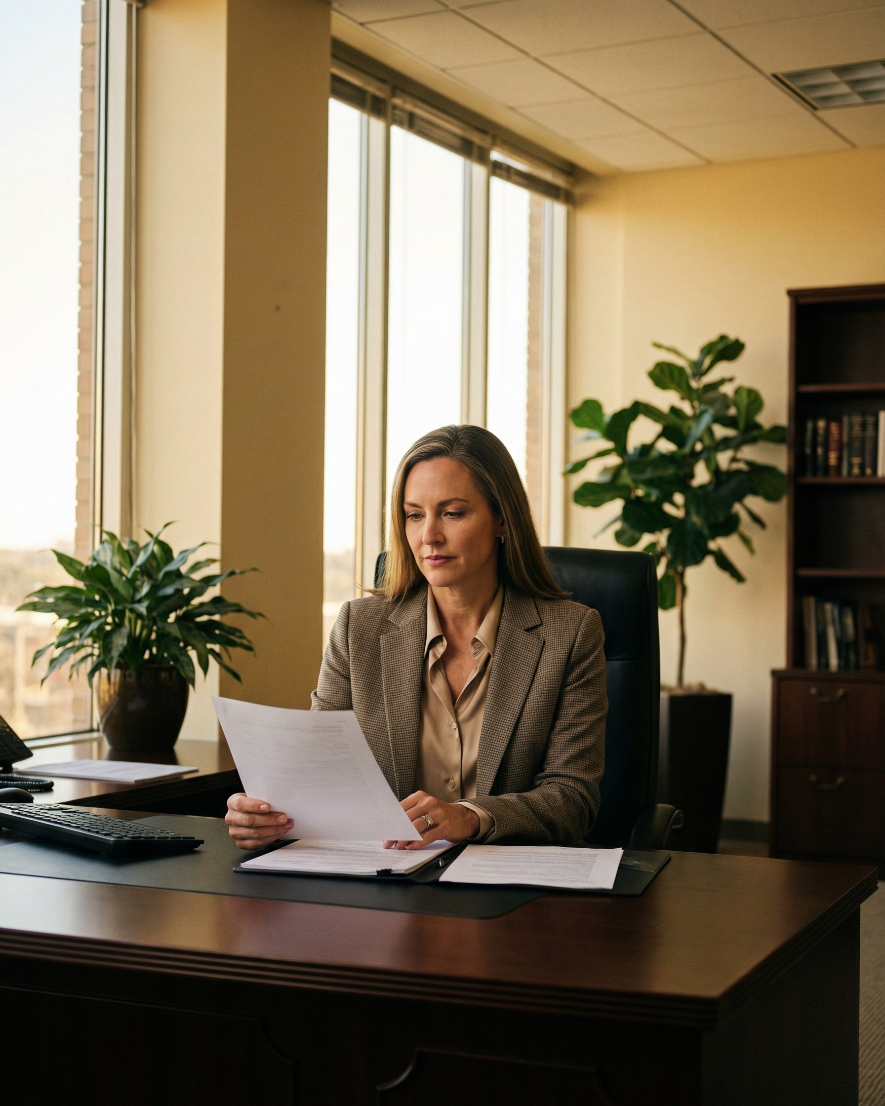 Expert professional reviewing documents